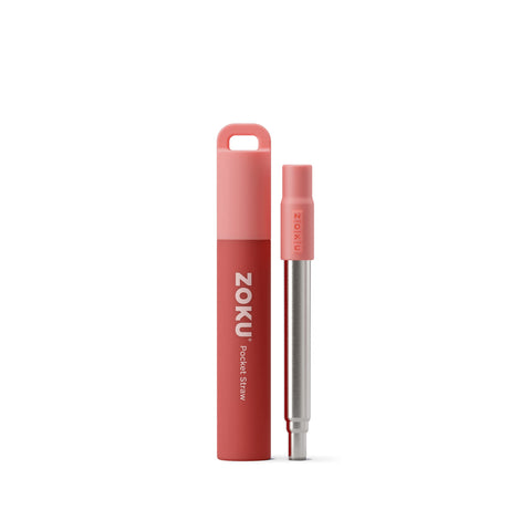 Paja de metal ZOKU colapsable con estuche, ideal para viajar.