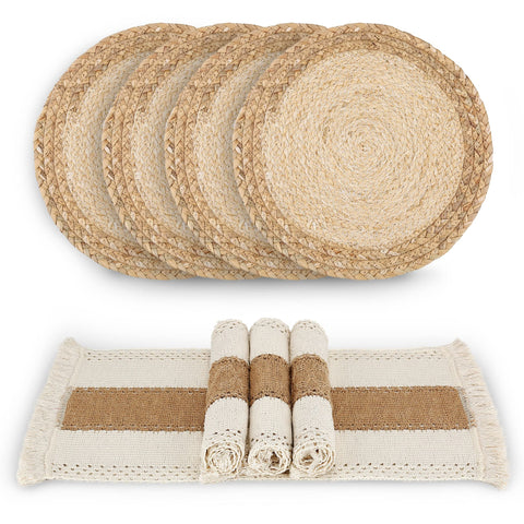 Manteles cuadrados Zology boho natural de algodón y arpillera para protección y estilo en la mesa diaria