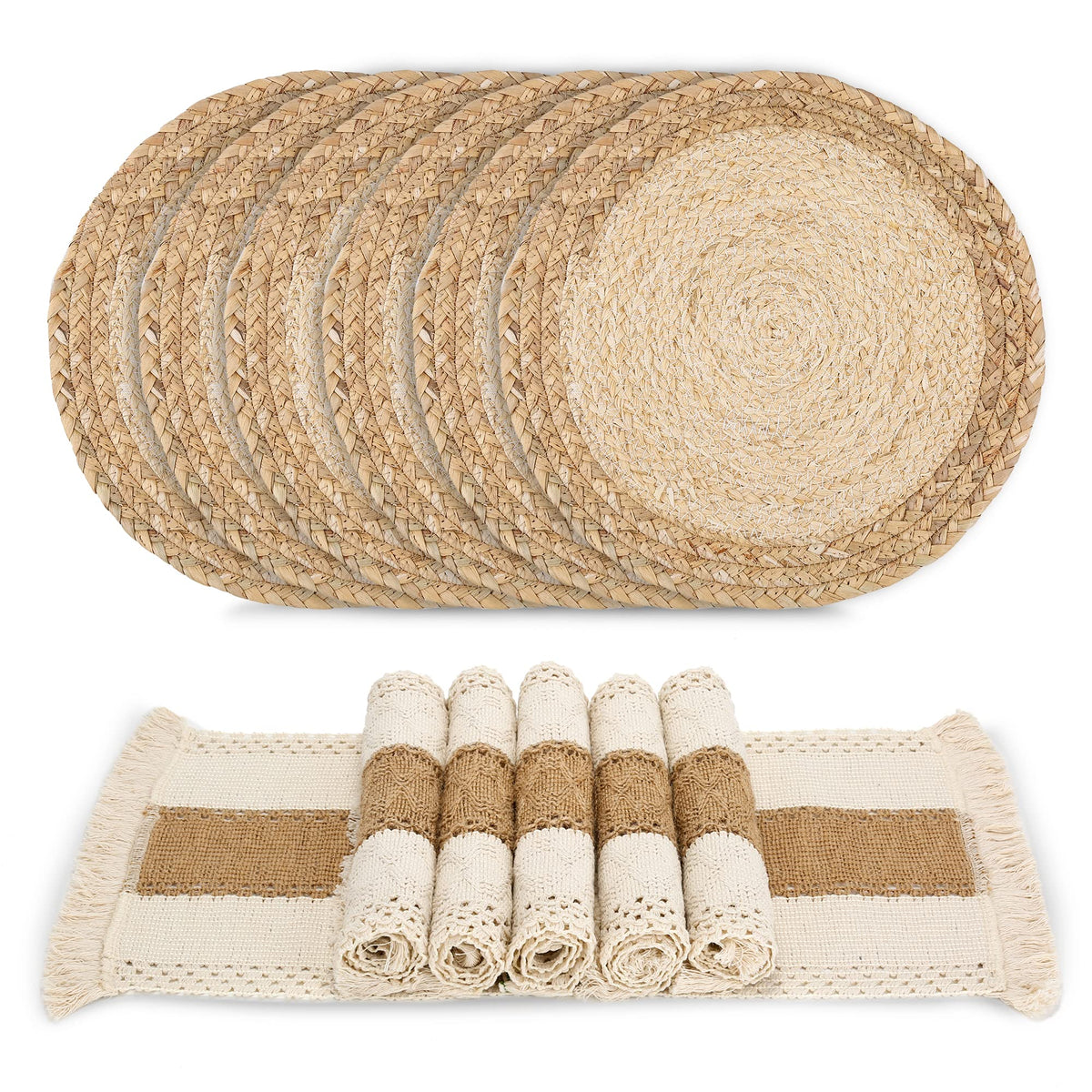 Manteles individuales Zology boho conjunto 6, aspecto natural para mesa elegante.