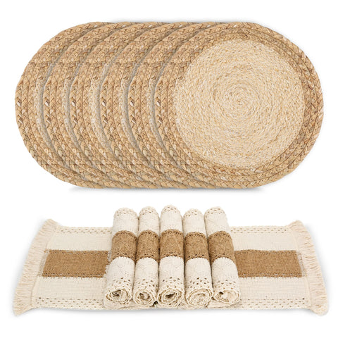 Manteles individuales Zology boho conjunto 6, aspecto natural para mesa elegante.