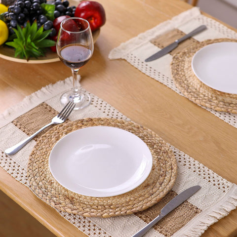 Tejido en burlap con rayas huecas Zology, decoración rústica y duradera.
