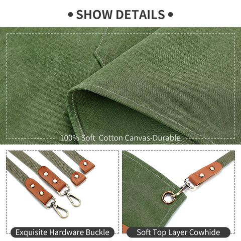 Bolsillos grandes ZOMAO para teléfono, cuadernos y herramientas de cocina.