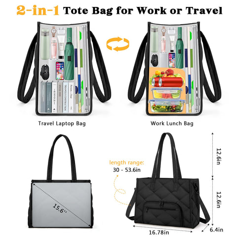 ZOMFELT Bolsa para almuerzo con compartimento para laptop 15,6 y uso dos en uno.