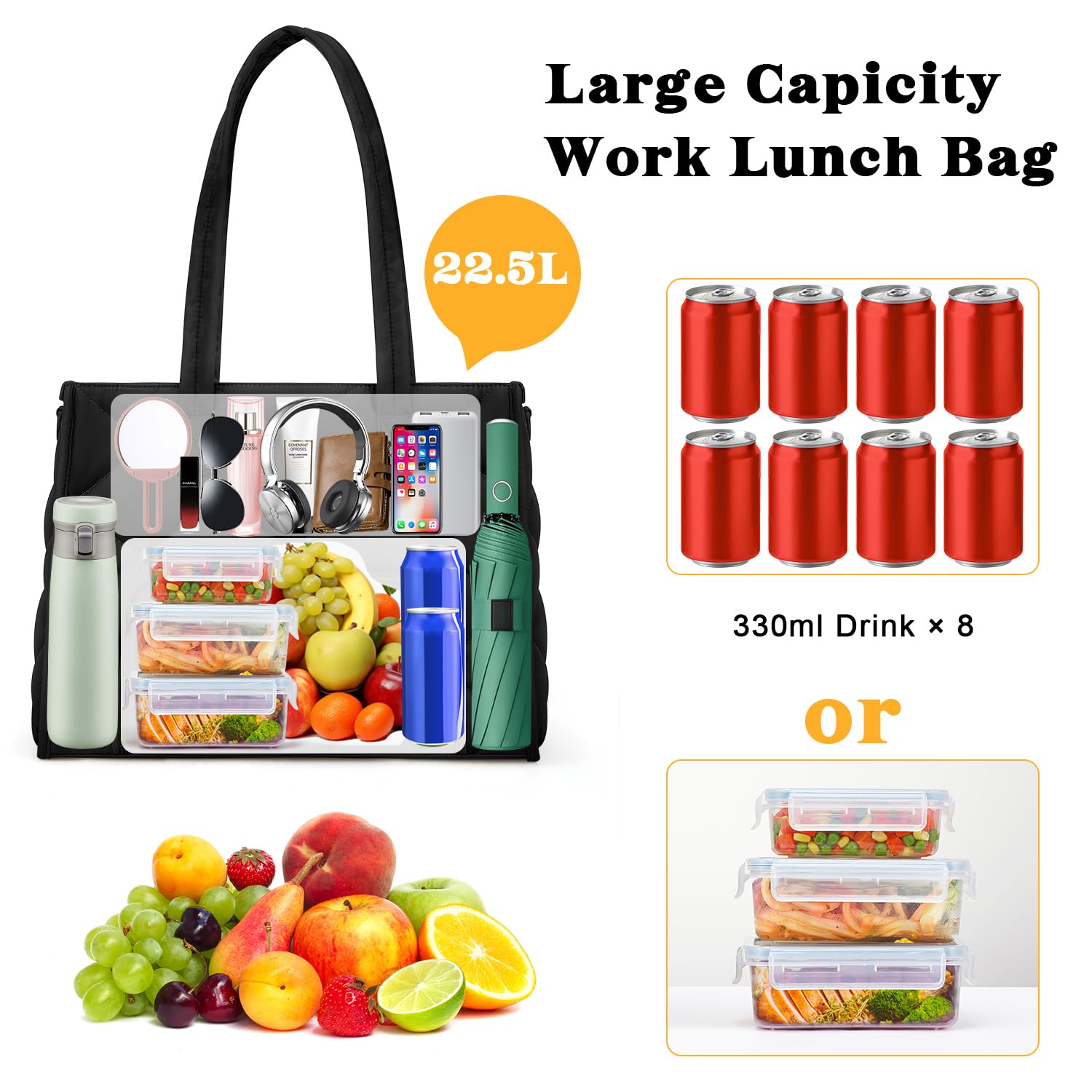 ZOMFELT Bolsa para almuerzo, diseño puffer ligero y resistente al agua.