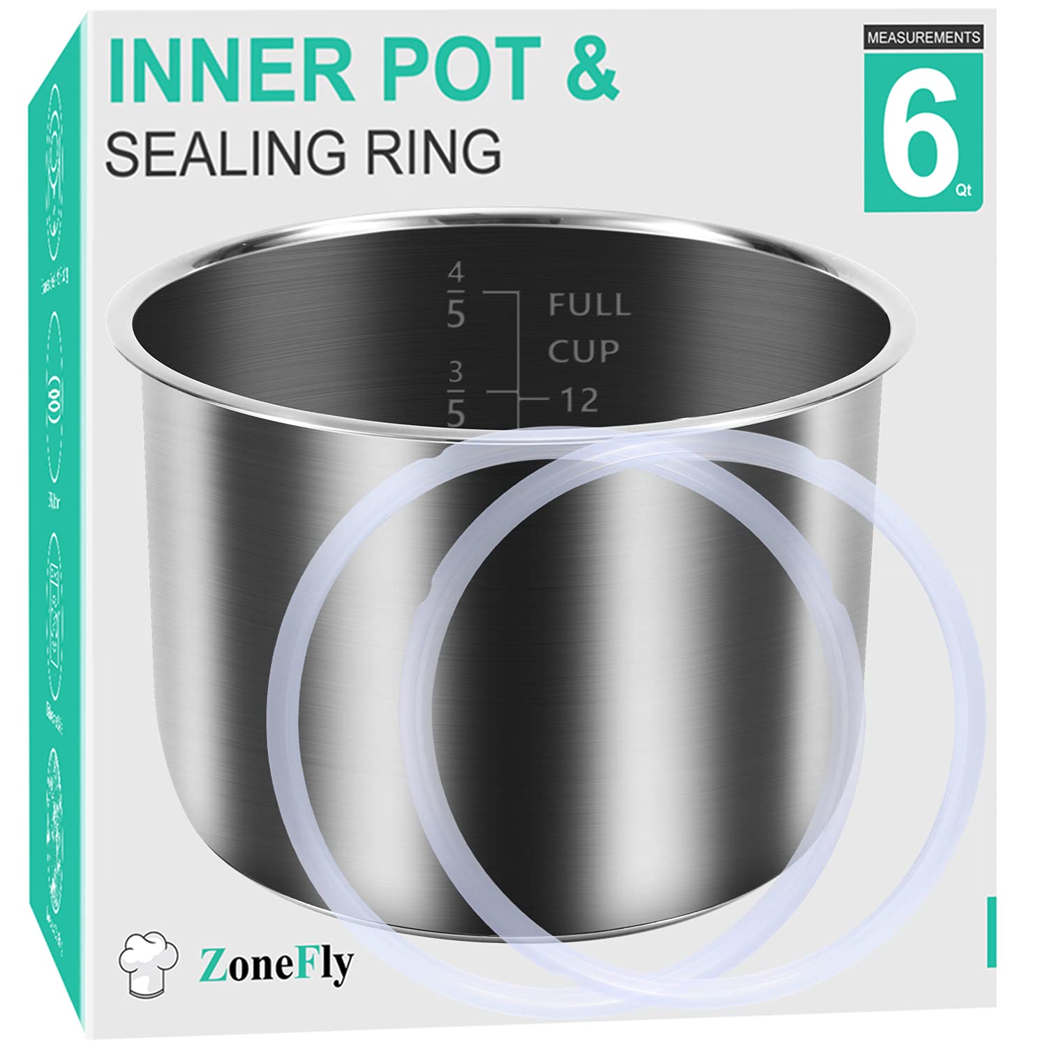 ZoneFly olla interior 6 Qt: distribución uniforme del calor para tus recetas