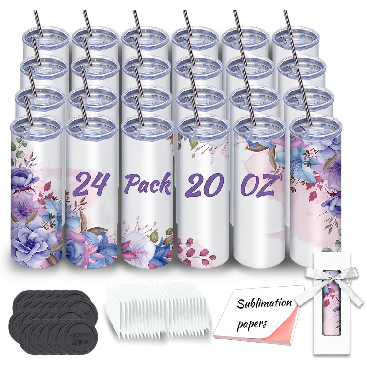 Vaso ZONEGRACE sublimación 20 oz blanco, ideal para personalizar.
