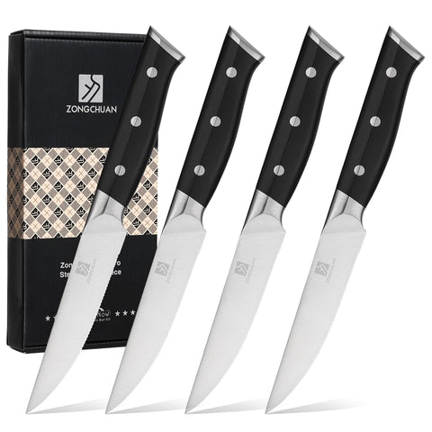 Cuchillos para bistec Zongchuan de 4 piezas listos para cortar con precisión
