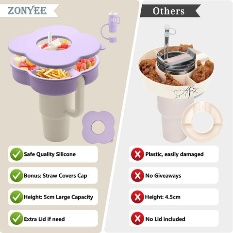 Zonyee bandeja de aperitivos de silicona para Stanley 30 oz segura y duradera