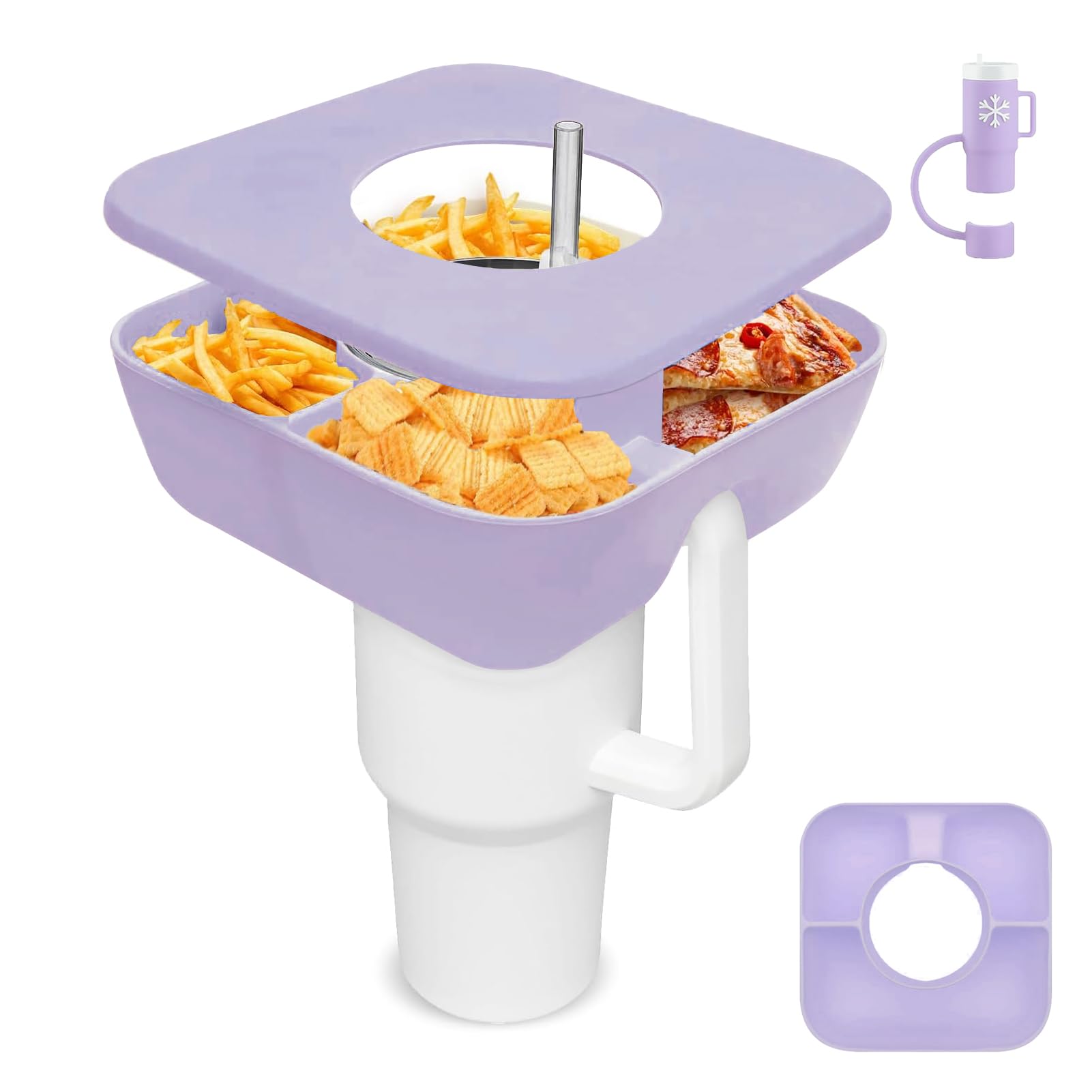 Zonyee bol snack silicona para Stanley 40oz con tapa, mantiene snacks frescos.
