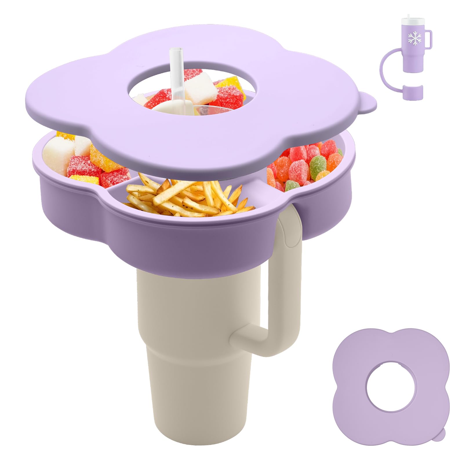 Zonyee cuenco de aperitivos con tapa para Stanley 30 oz mantiene frescos los bocadillos