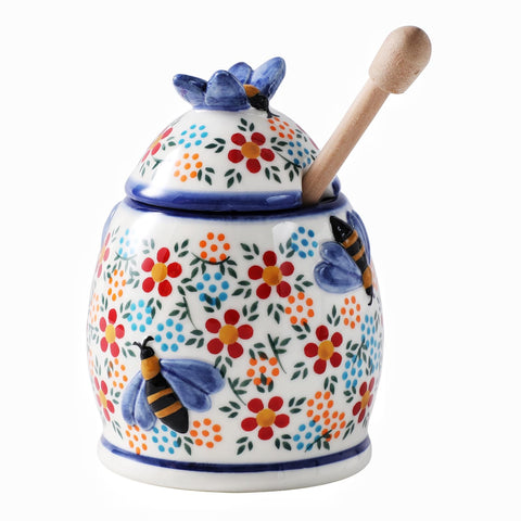 ZOOBEE jarrón miel 10oz con pala para miel y tapa, práctico para té.