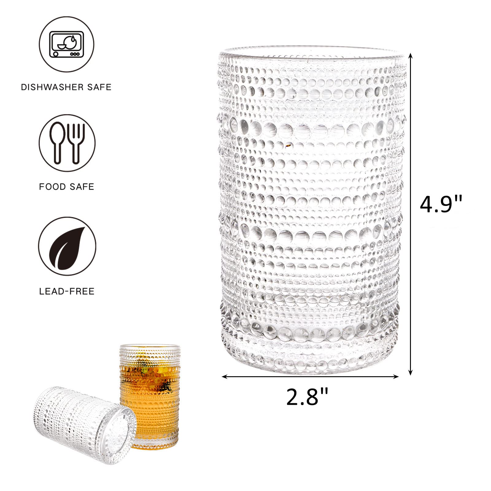 Vaso ZOOFOX cristal repujado, toque artesanal perfecto para servir té o agua.
