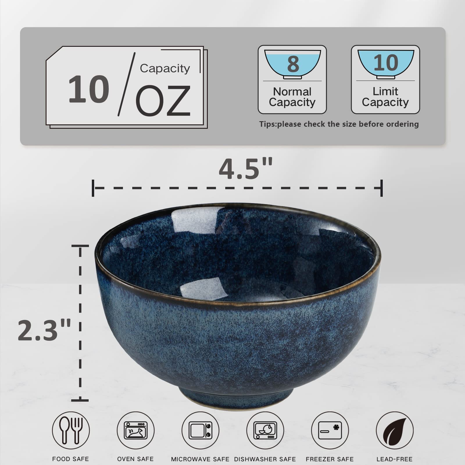 ZOOFOX tazones 10 onzas en cerámica para postres cremosos