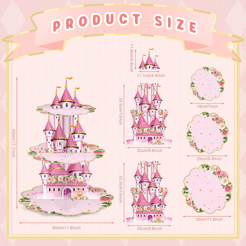 Zopeal base-princesa-rosa, soporte estable para postres y tartas.