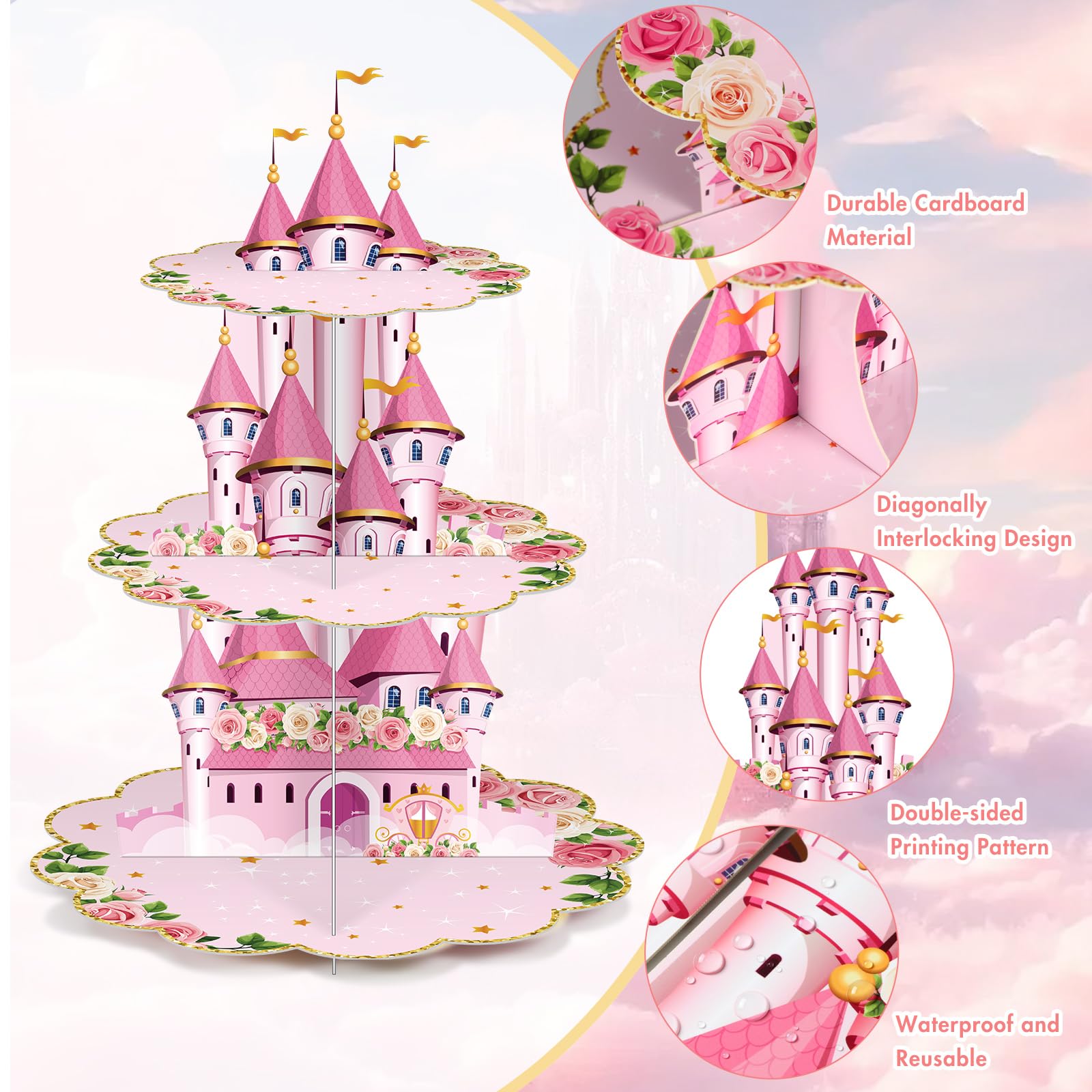 Zopeal corona-princesa-rosa, detalle decorativo para la mesa.