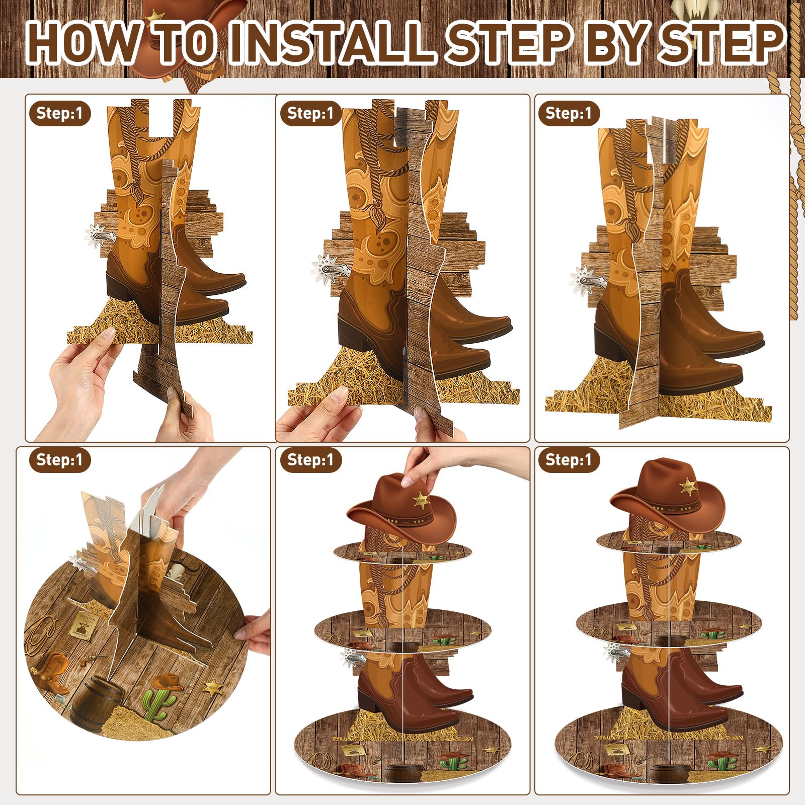 Zopeal estante Western, material resistente, decorativo y reutilizable.