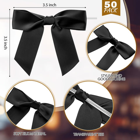 Lazo satin negro Zopeal, decoración rápida para regalos y mesas