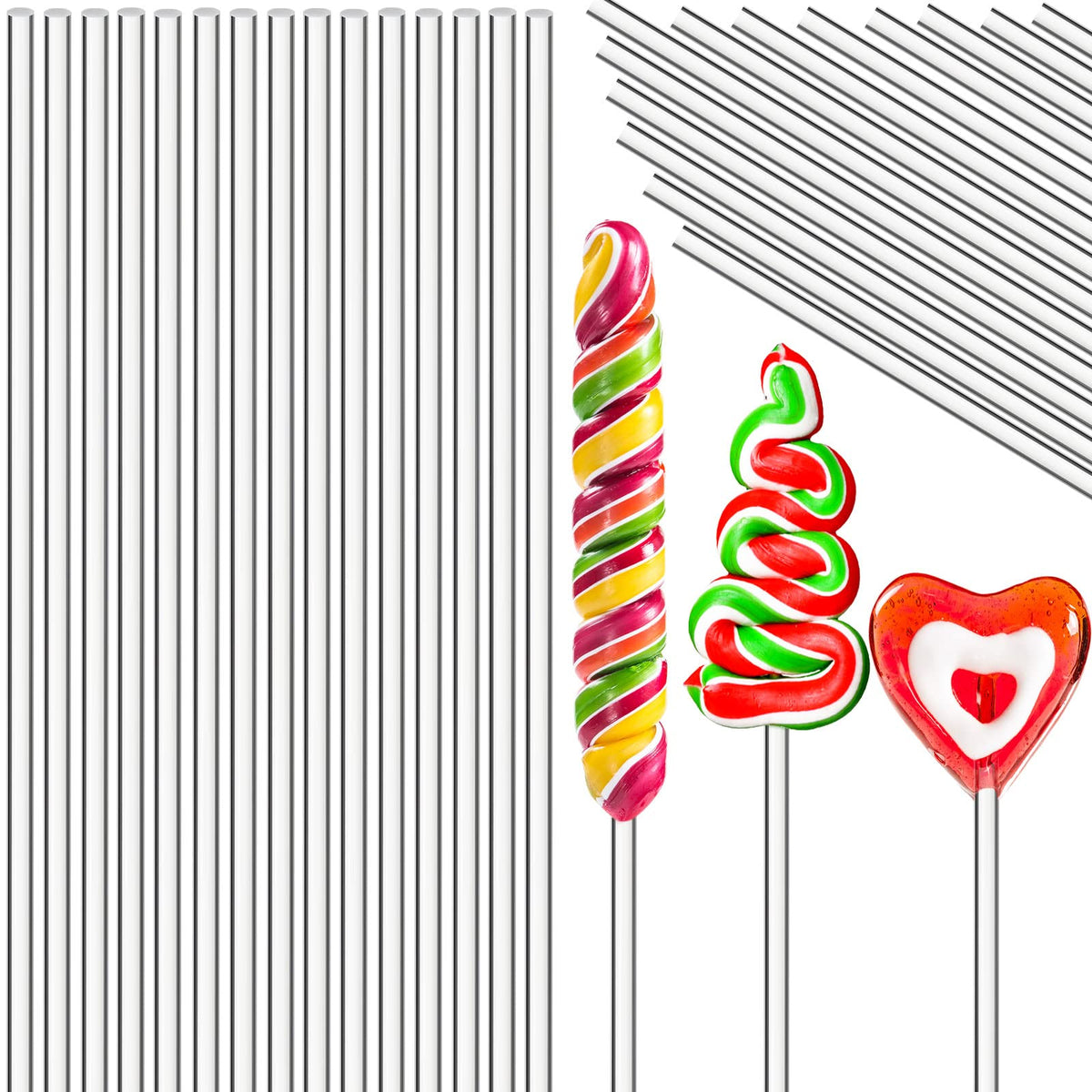 Zopeal palitos acrílicos para piruletas, paquete de 200, decoración de postres.