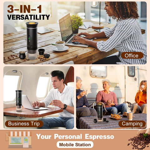 Diseño compacto y ligero de la cafetera Zordin para transporte.