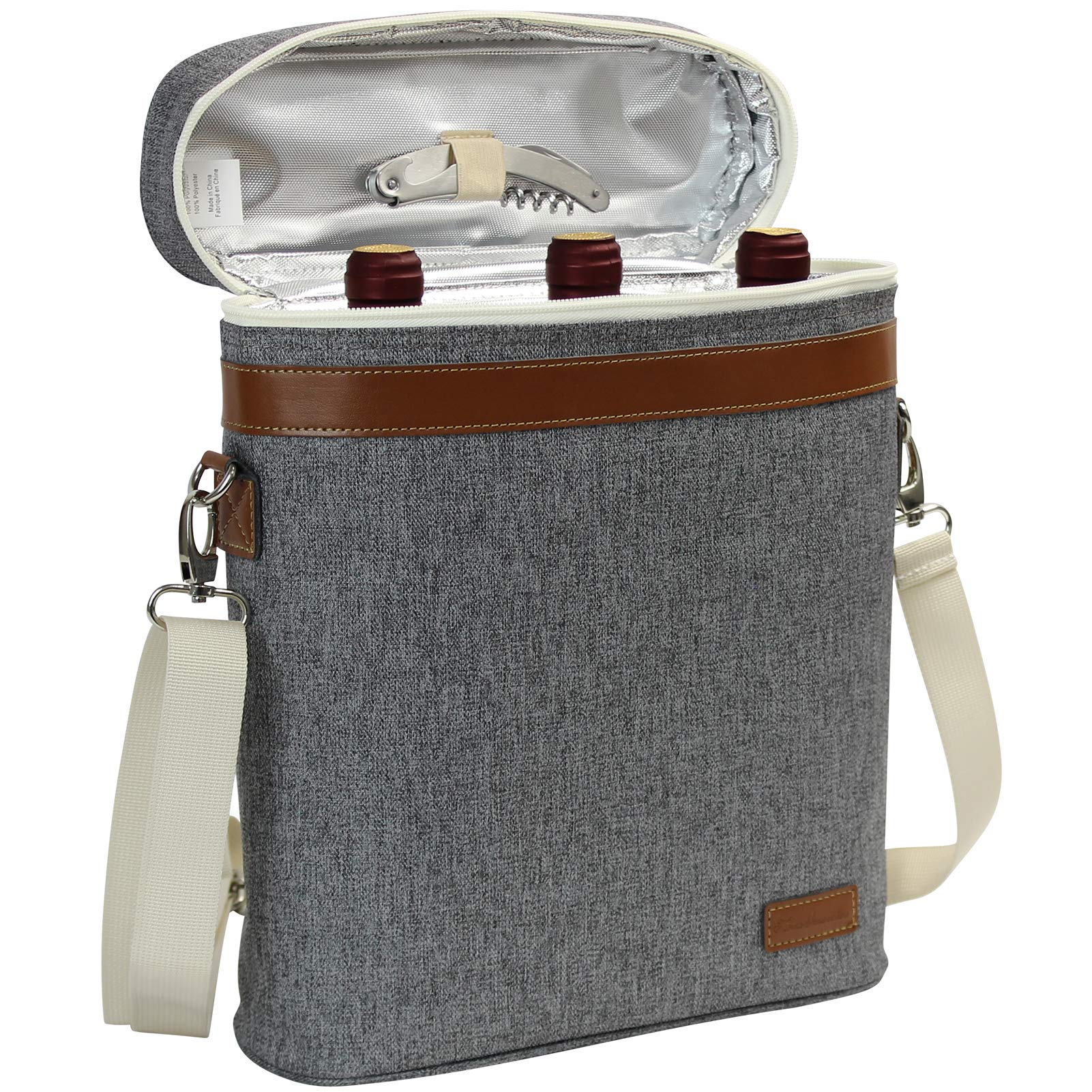 ZORMY bolsa aislada para 3 botellas, ideal para viajes y picnic