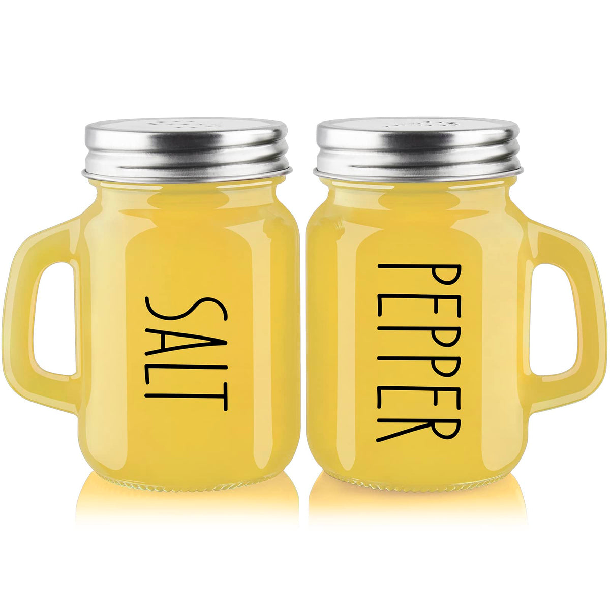 ZOSUJO juego de sal y pimienta amarillo retro en cristal, ideal para la mesa.