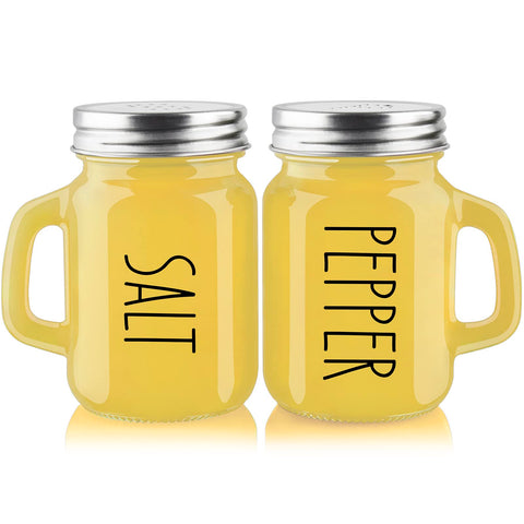 ZOSUJO juego de sal y pimienta amarillo retro en cristal, ideal para la mesa.