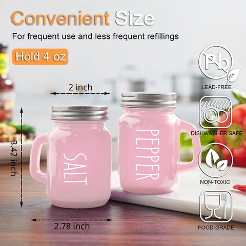 ZOSUJO set sal y pimienta rosa, sobre mesa de cocina, combinación elegante.