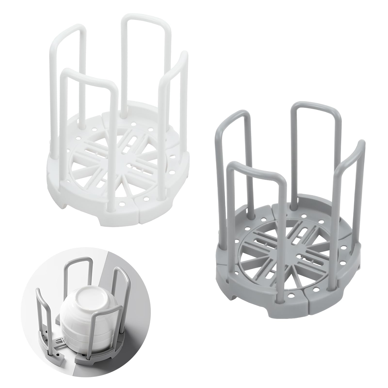 Zoyiancy porta-tazones ajustable 2 piezas para organizar tazones y platos.