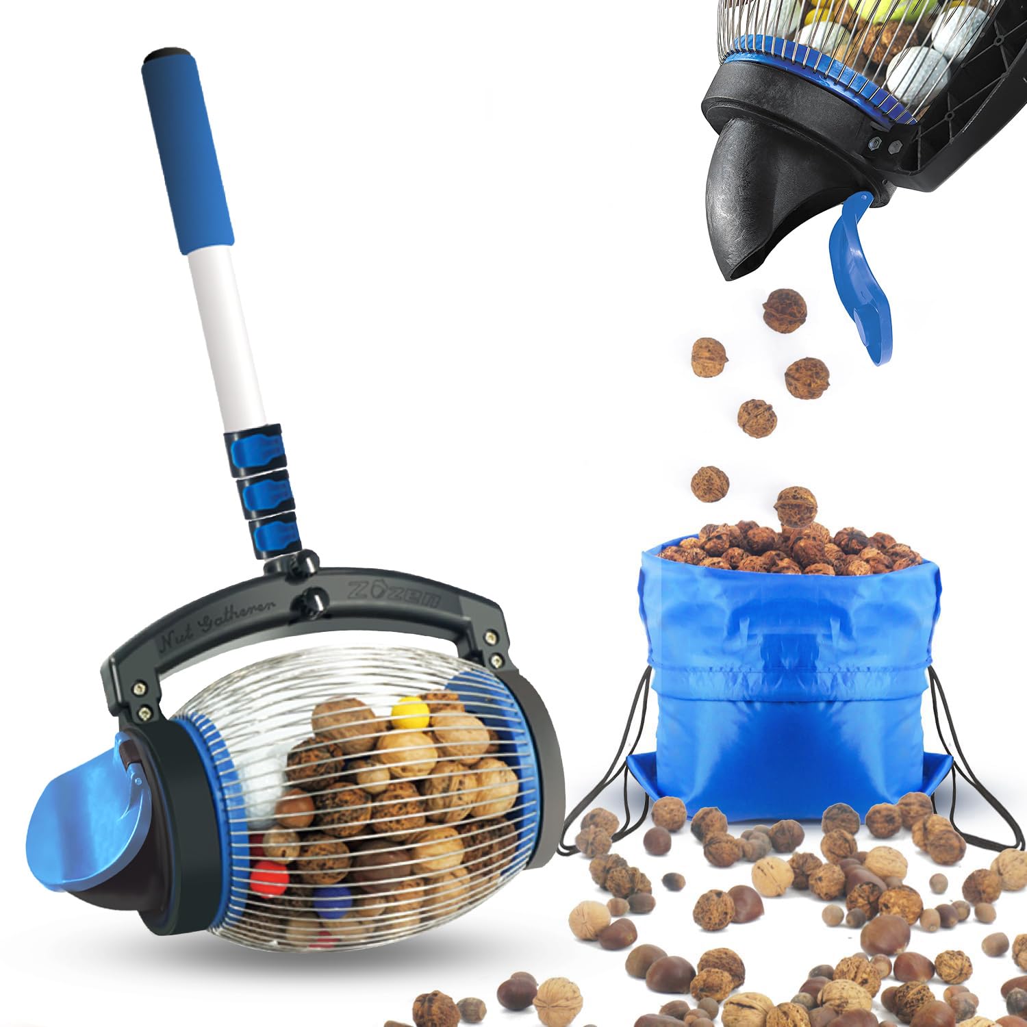 Zozen Recolector de Nueces 1 gal, evita doblarte al recoger.