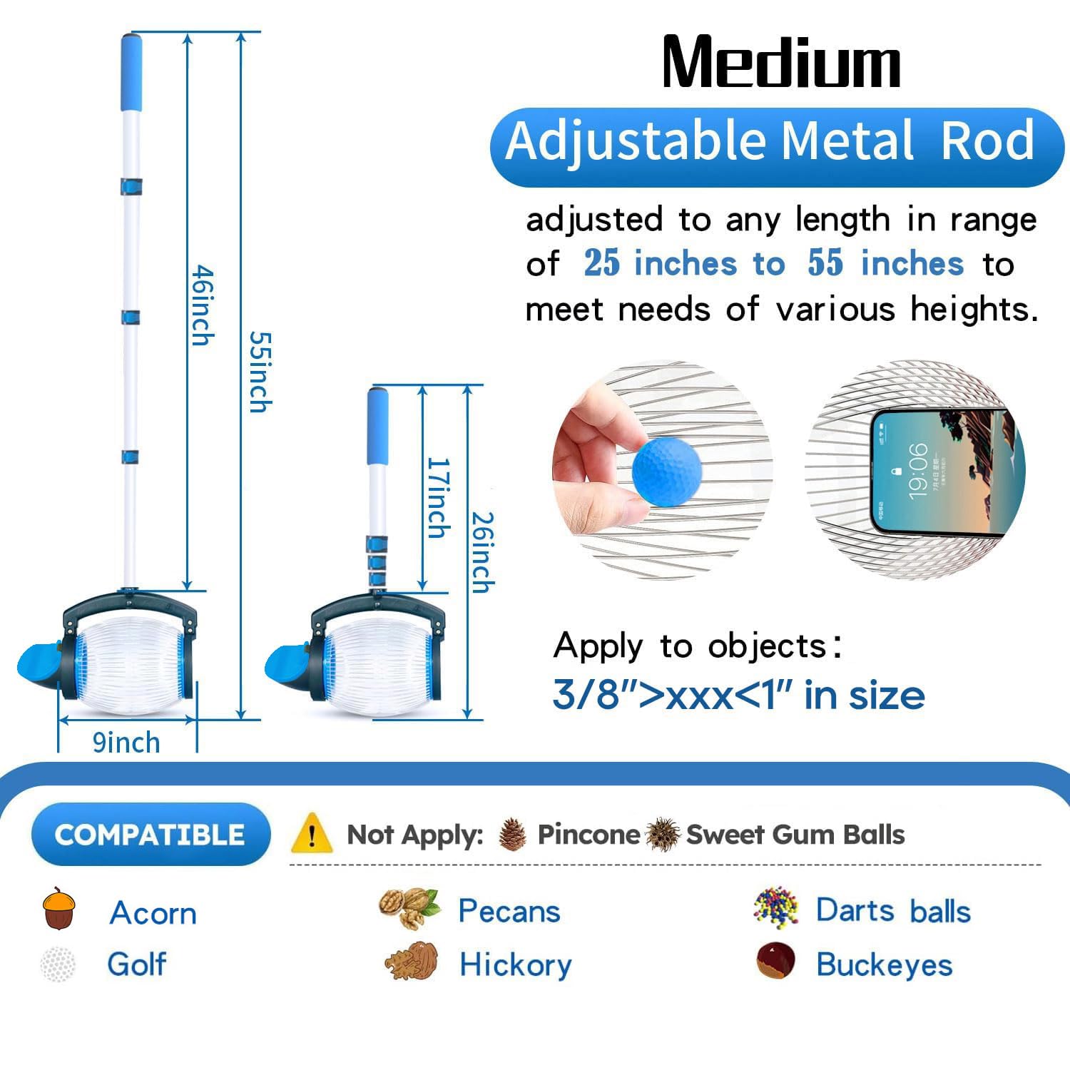 Zozen Vara Extensible con ajuste de altura para todas las estaturas.
