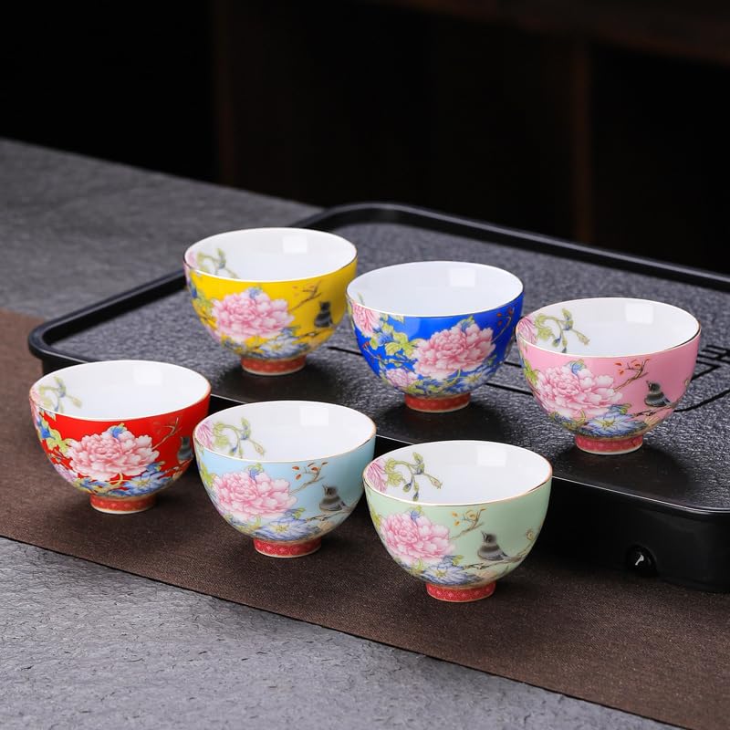 Tazas te japonesas ZPGXLRZ con diseño flor-pajaro para ceremonias de té