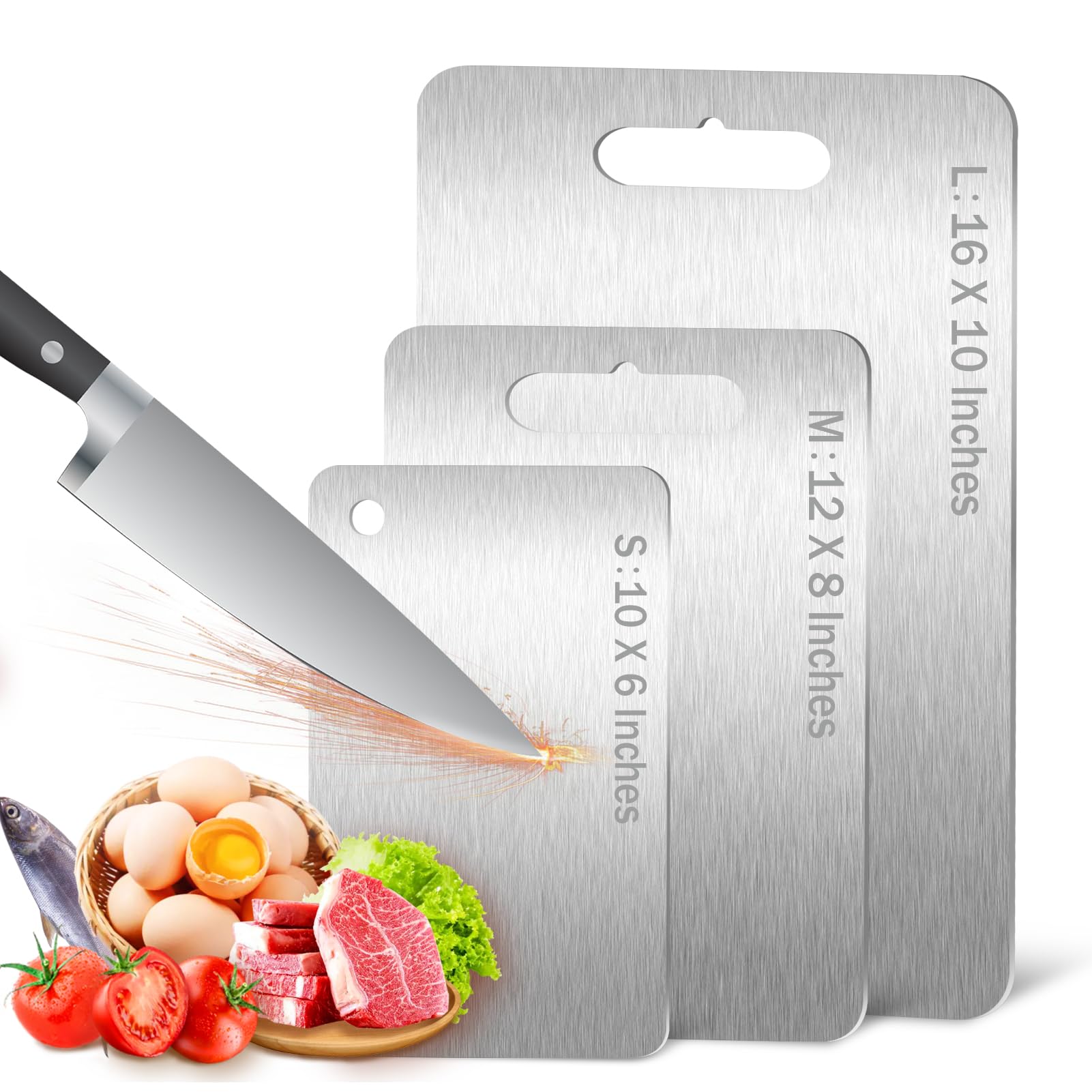ZPUFAW tablas de corte 3 piezas, versátil para frutas y verduras.