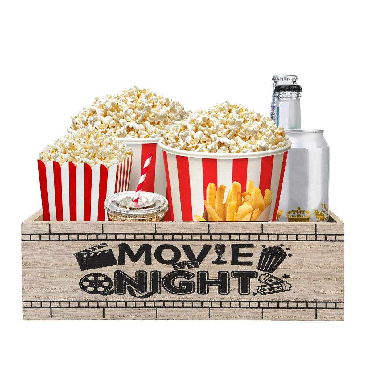 Bandeja ZQUDBF para palomitas en madera, ideal para noche de cine