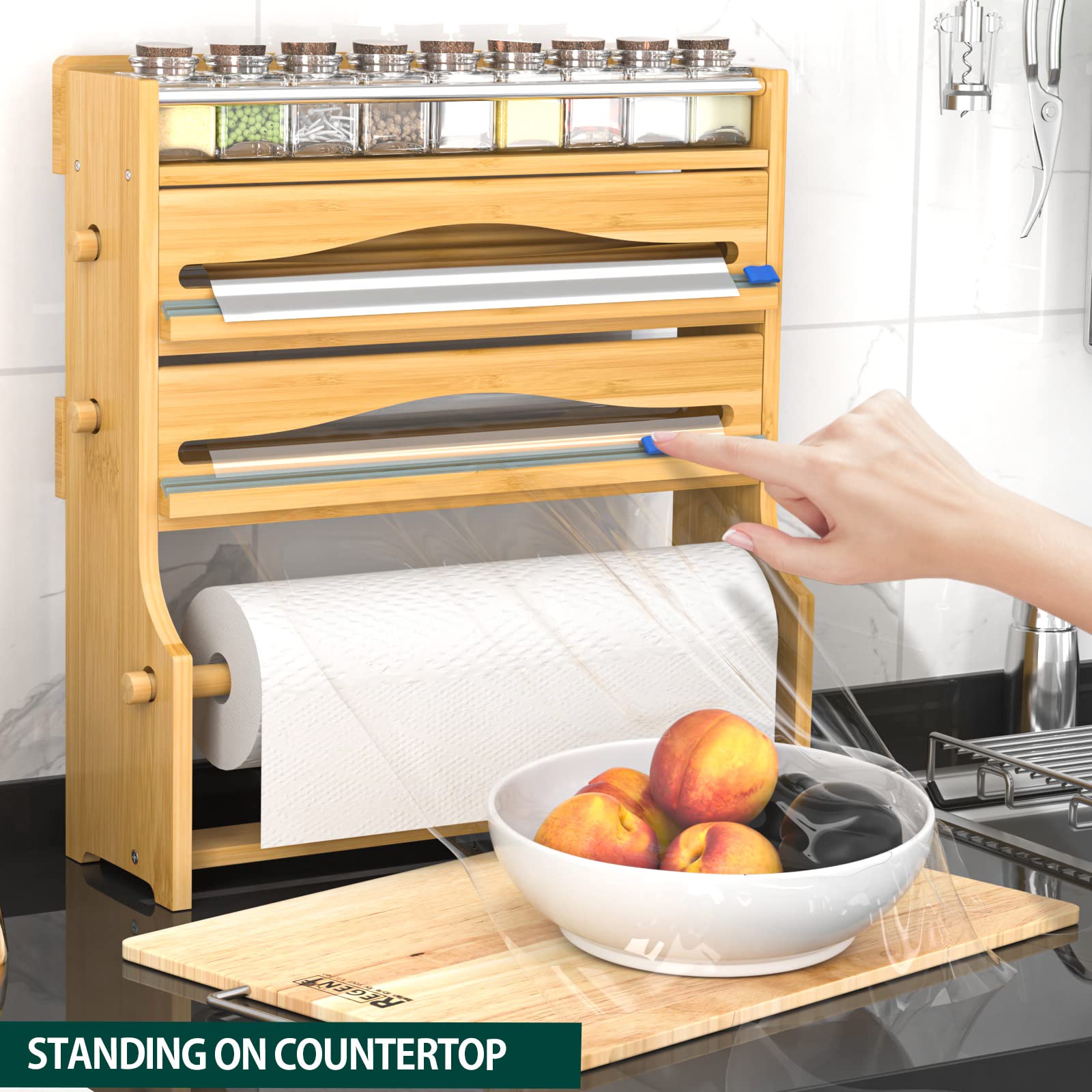 Dispensador de film Zri Bamboo con cortador para cortes suaves