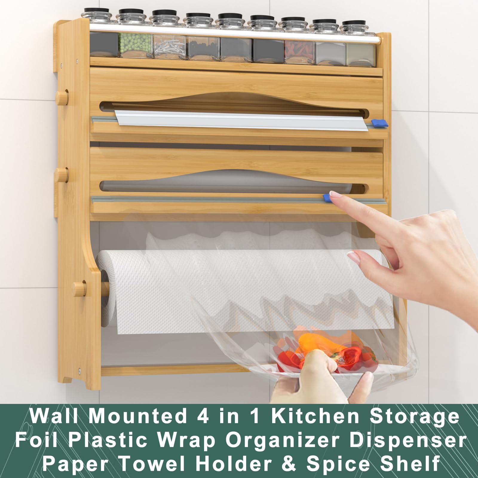 Estante de especias Zri Bamboo para frascos de cocina