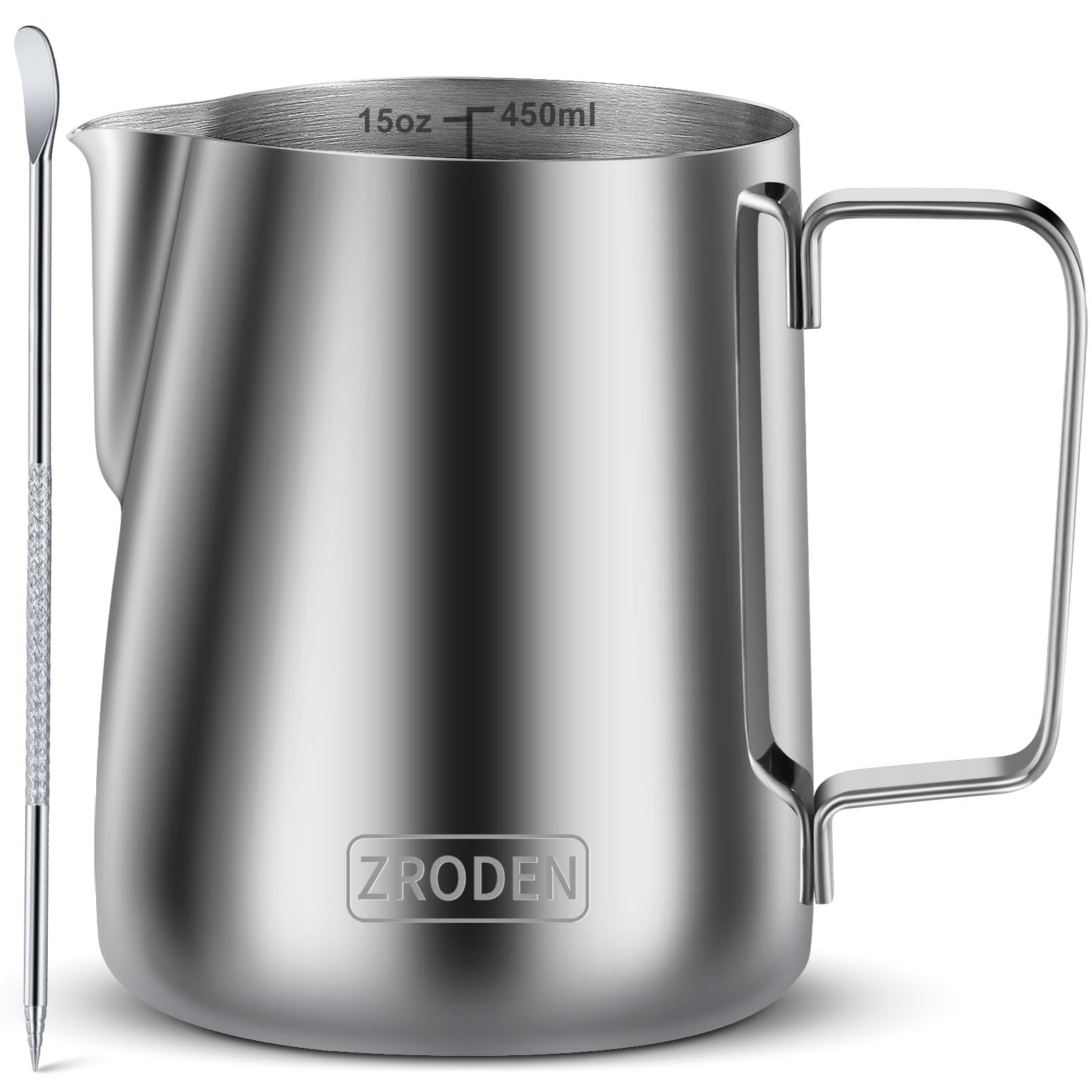 Jarra Zroden de 450 ml para espumar leche y preparar bebidas calientes.