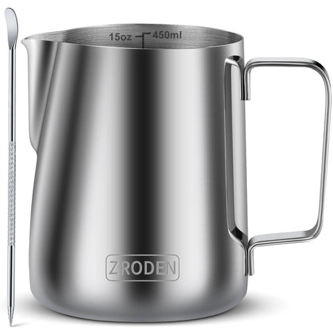Jarra Zroden de 450 ml para espumar leche y preparar bebidas calientes.