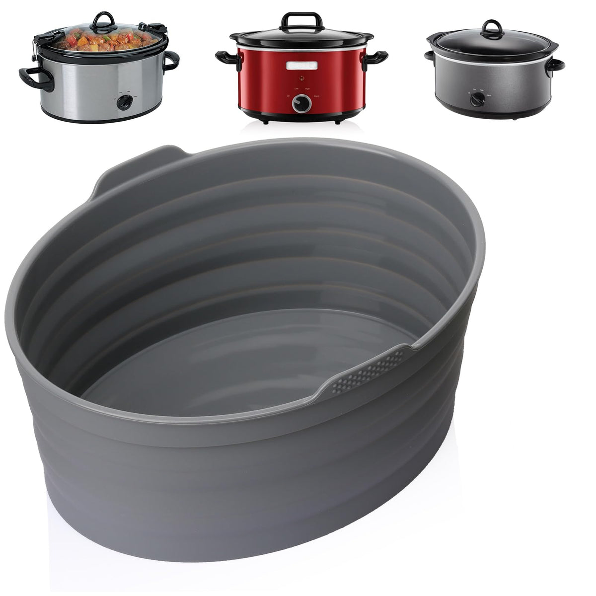 Liner ZTHapwa para olla oval de 6 qt, estable y reutilizable durante la cocción.
