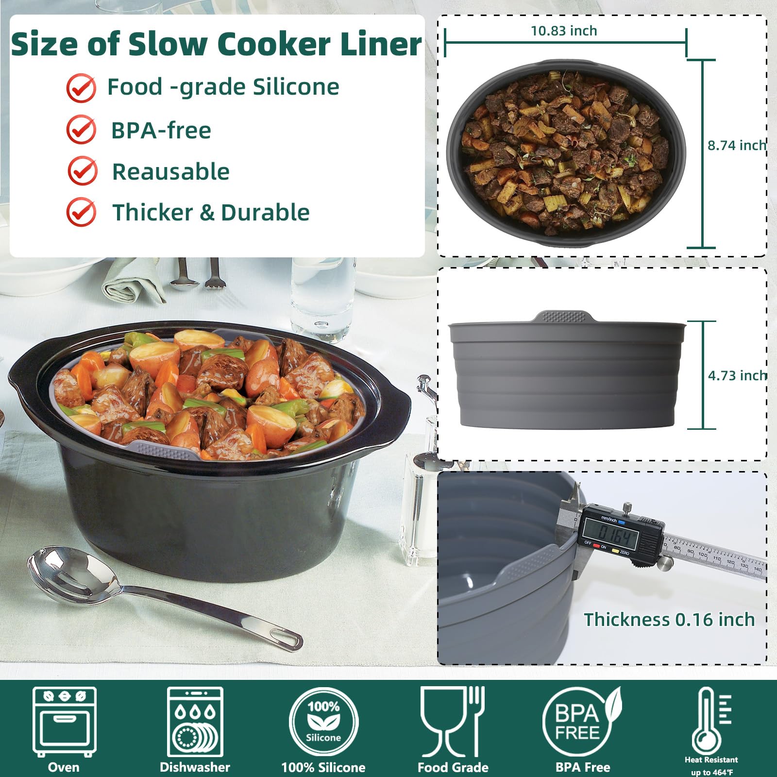 Liner ZTHapwa resistente al calor para guisos y cocción lenta.