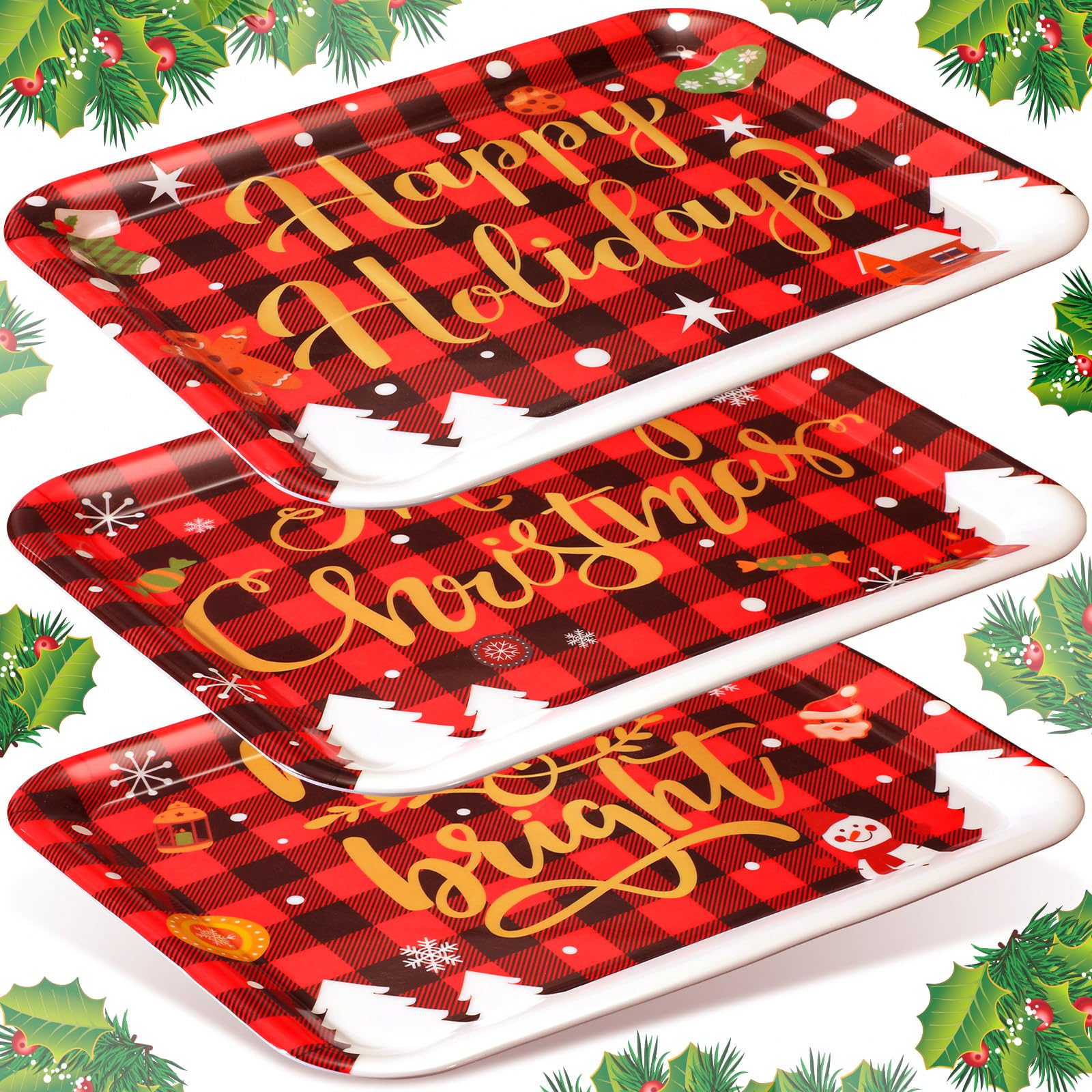 Bandejas Zubebe para Navidad, 13x10, ideales para aperitivos y postres festivos.