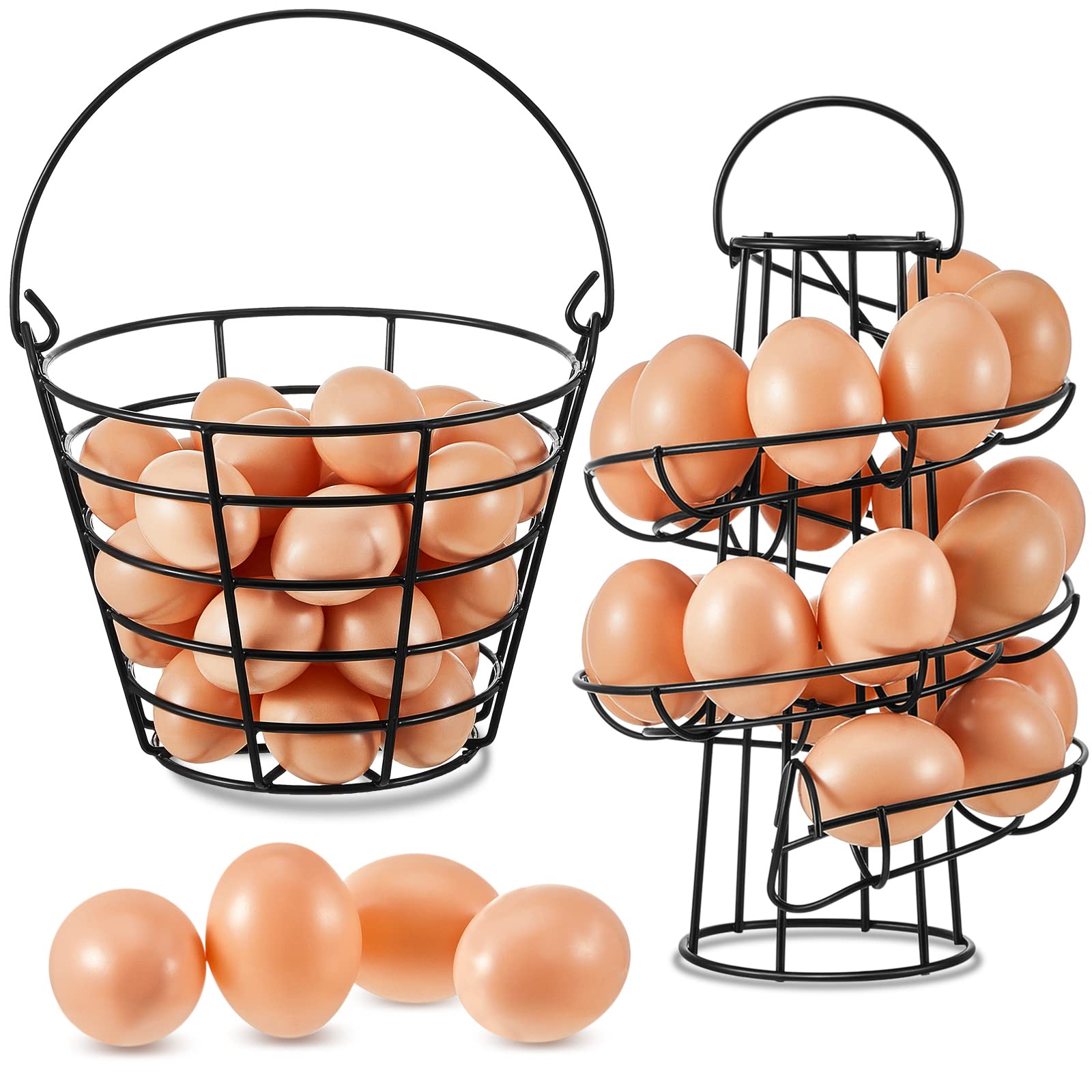 Cesta para huevos Zubebe de dos piezas en negro para encimera.