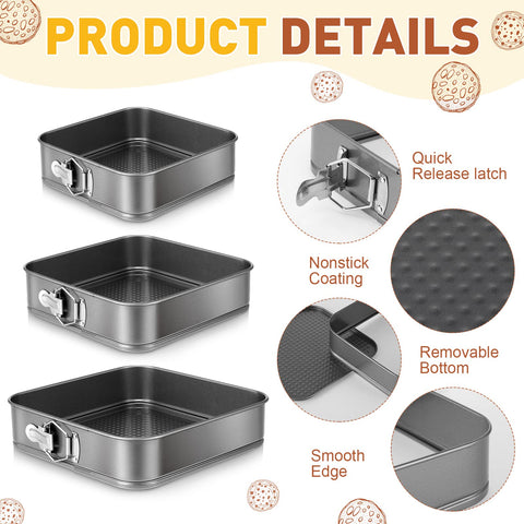 Zubebe molde cuadrado 10-2 pulgadas, base desmontable, ideal para pasteles de tamaño medio