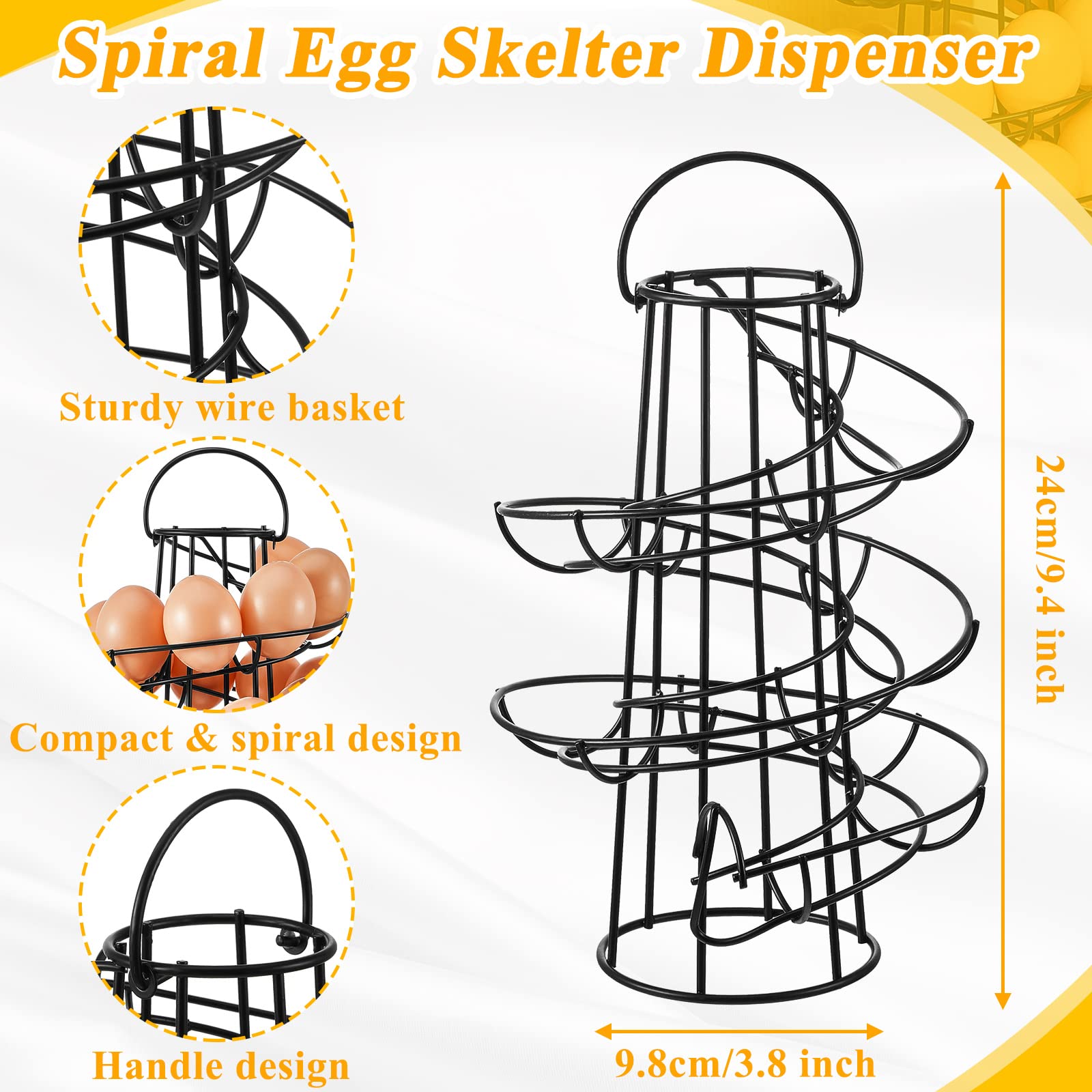 Portahuevos espiral Zubebe negro para acceso rápido a huevos.