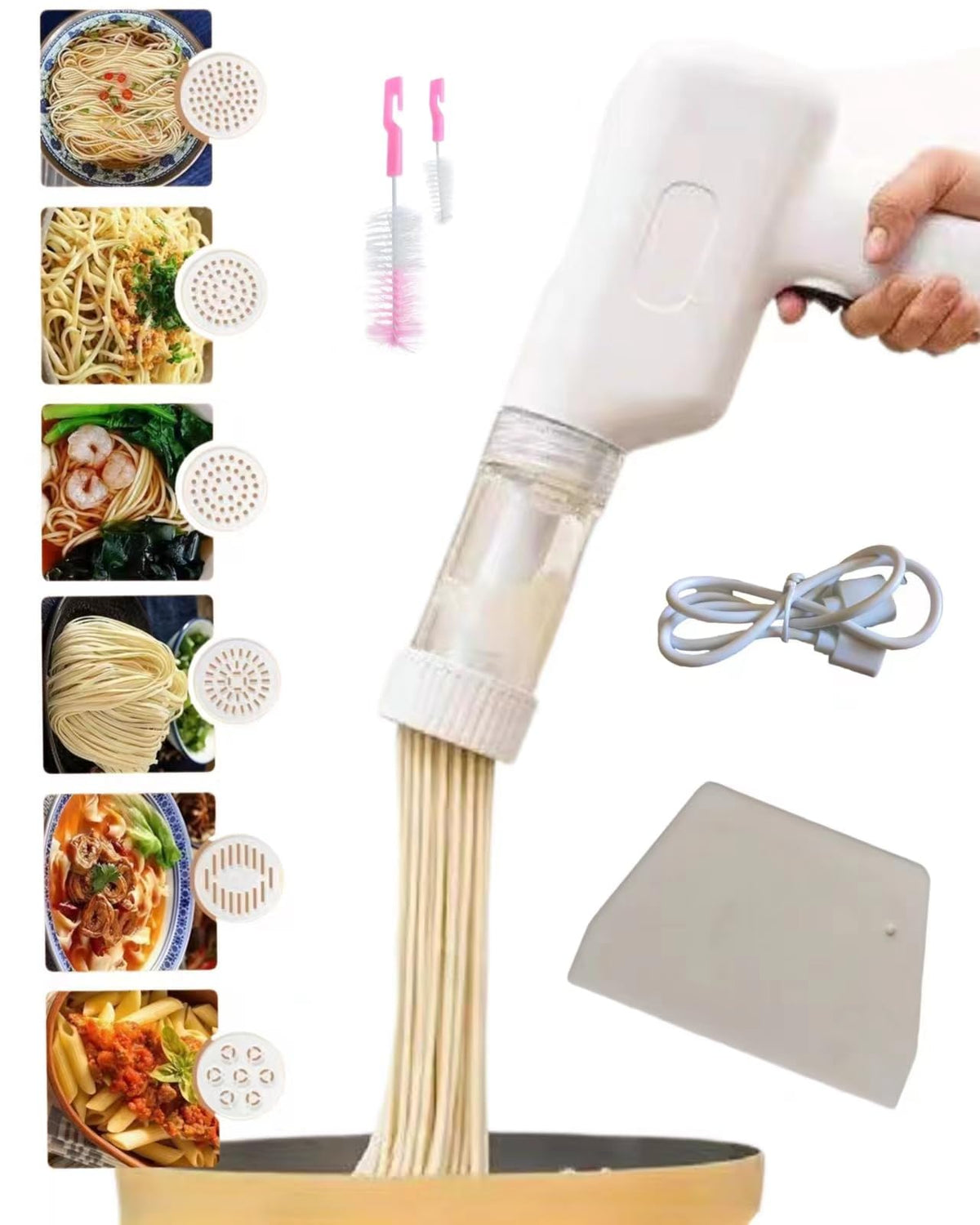 Zuguachi: máquina de fideos eléctrica portátil en mesa, ideal para pasta fresca.