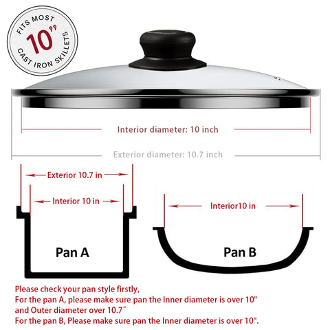 Tapa de vidrio ZUIHUI de 10 pulgadas, compatible con numerosas sartenes.