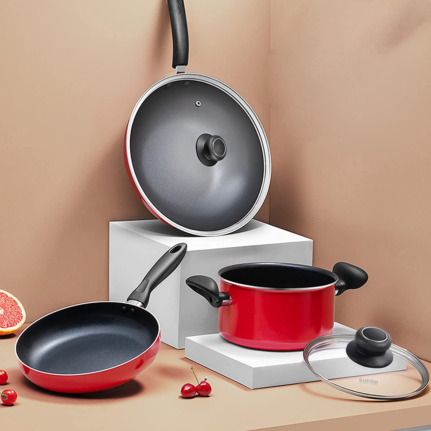 Tapa ZUIHUI 11 pulgadas con compatibilidad para sartenes y woks.