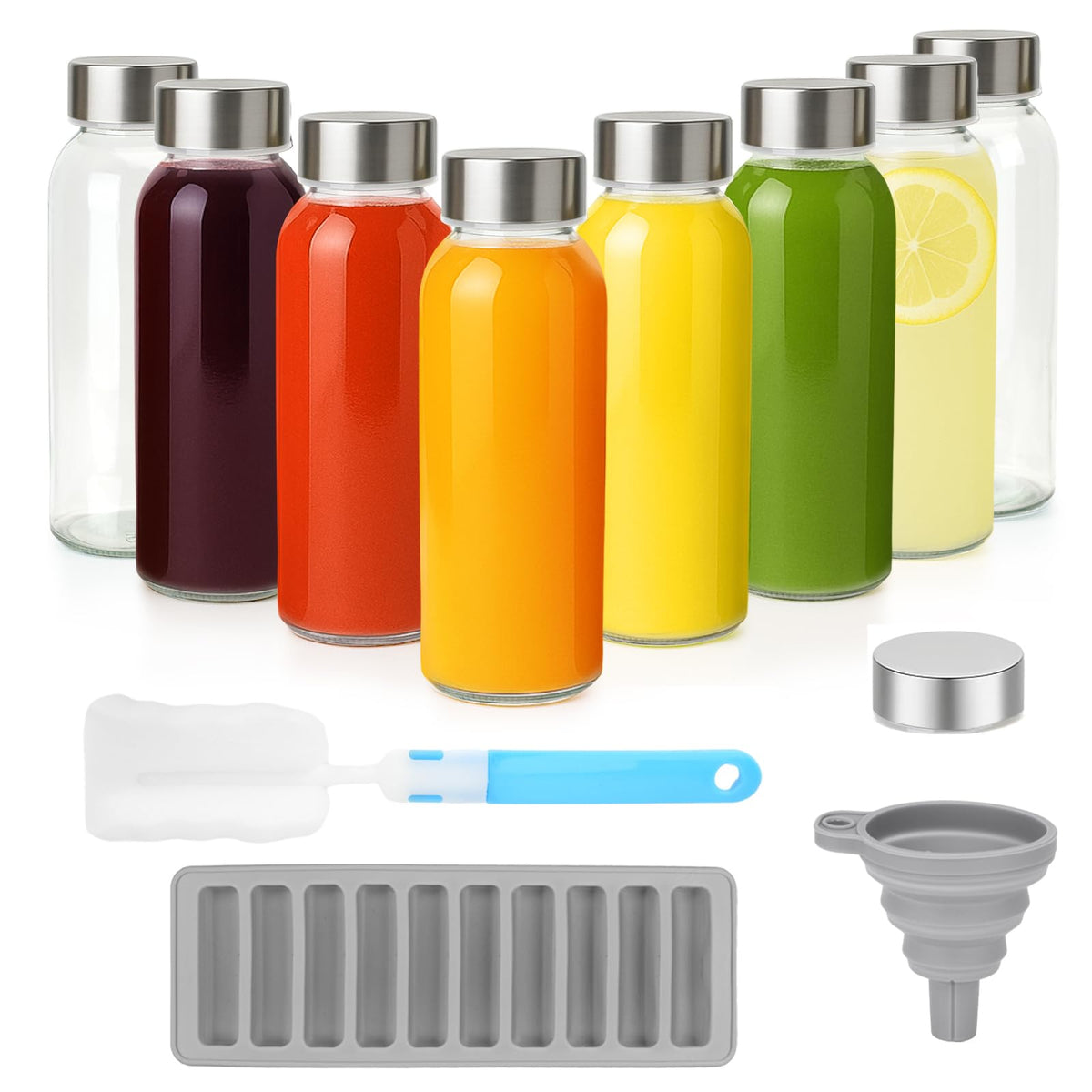 Botellas Zukro de vidrio 10.5 onzas con tapa de acero inoxidable, aptas para jugos.