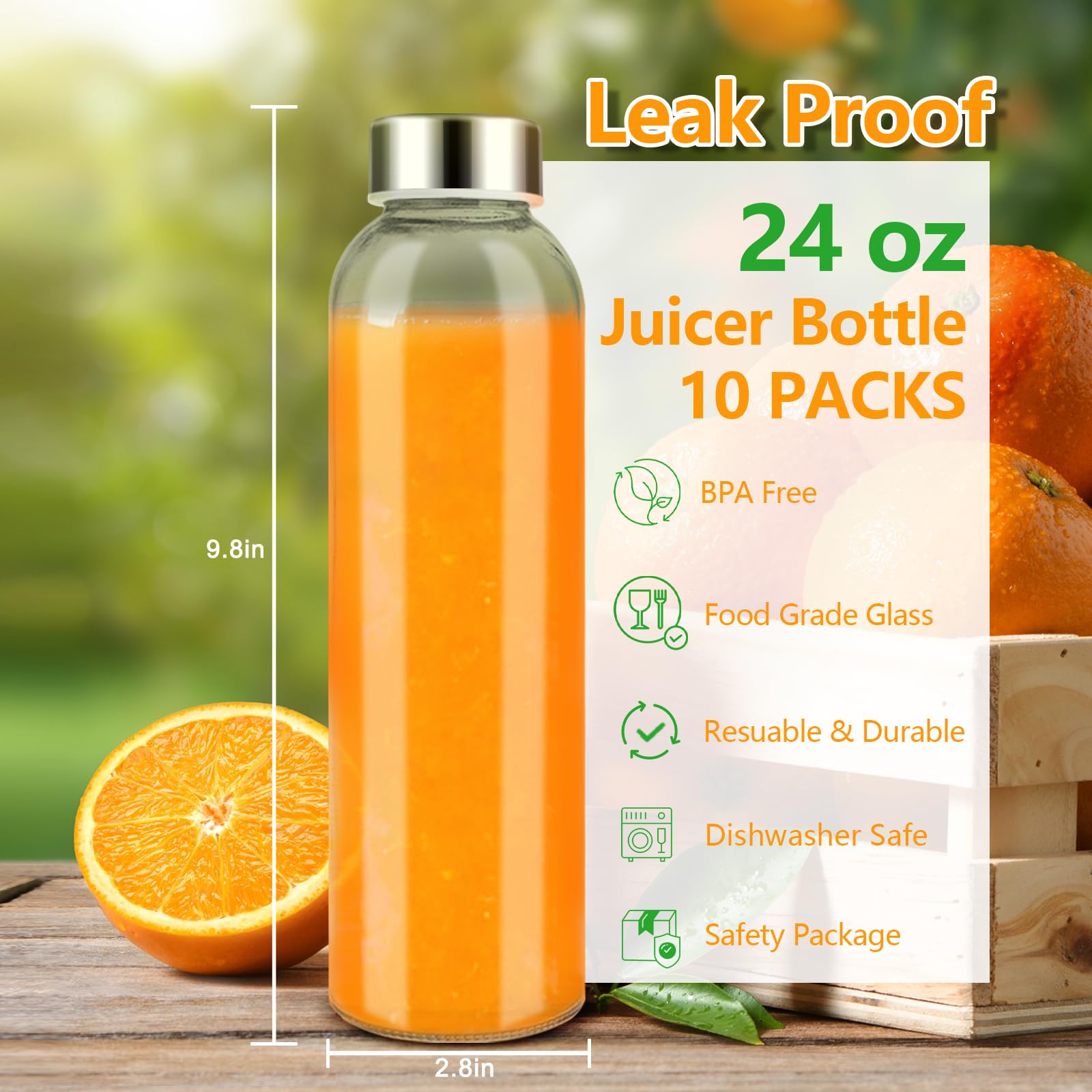 Zukro 24 oz transparente para ver rápidamente el jugo.