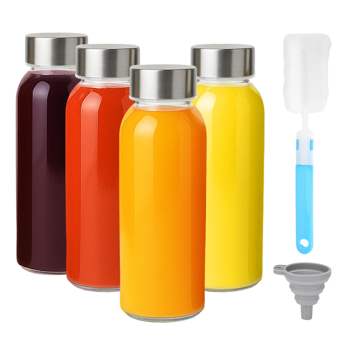 Botellas de vidrio Zukro de 300 ml con tapa de acero inoxidable para bebidas seguras y frescas.
