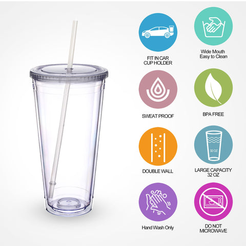 Vaso Zukro de acrílico de doble pared para conservar la bebida fría.